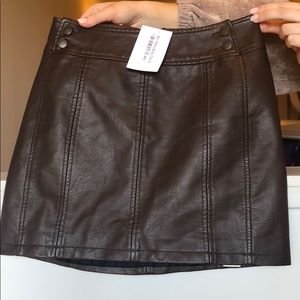 Free People Brown Leather Skirt! Never Worn